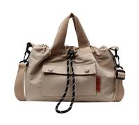Sac seau pour femme avec cordon de serrage, sac à main en toile, style coréen, messagers simples pour tous les jours, seau à bandoulière simple avec cordon de serrage pour tous les jours, kaki, One