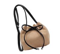 Sac seau pour femme en cuir synthétique avec nœud et cordon de serrage pour voyage, usage quotidien, sac à bandoulière en cuir PU pour tous les jours, kaki, One Size