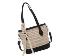 Sac seau pour femme - Joli sac à bandoulière en paille - Grande capacité - Messagers simples pour les voyages quotidiens - Pour femme - Seau en paille - Belle bandoulière - Pour la plage - Pour tous