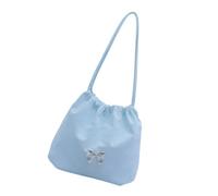 Sac seau spacieux avec cordon de serrage PU léger et pratique pour les aisselles, style coréen pour un usage quotidien, le travail, bleu