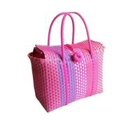 Sac seau tissé, sac à main fourre-tout de plage décontracté | Sac à main tressé polyvalent de style panier for un usage quotidien et en sortie(Rose red)