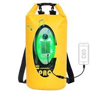 Sac sec flottant submersible imperméable avec haut-parleur Bluetooth lumière solaire - 20 l sur le dessus pour garder le matériel au sec pour kayak, plage, rafting, bateau, randonnée, camping et pêche