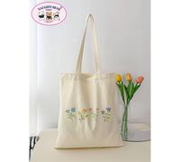 Sac shopper graphique floral à deux poignées préppy, sac d'école, grande capacité, portable, pour adolescentes, étudiantes universitaires femmes, travailleurs blancs-collars, parfait pour le travail, 