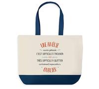 Sac Shopping Bleu Amélie Aussi Géniale - Cabas Coton Solide & Pratique pour Courses, Travail - Idée Cadeau Original Collègue, Anniversaire ou Départ Retraite