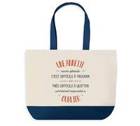 Sac Shopping Bleu Annette Aussi Géniale - Cabas Coton Solide & Pratique pour Courses, Travail - Idée Cadeau Original Collègue, Anniversaire ou Départ Retraite