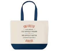 Sac Shopping Bleu Colette Aussi Géniale - Cabas Coton Solide & Pratique pour Courses, Travail - Idée Cadeau Original Collègue, Anniversaire ou Départ Retraite