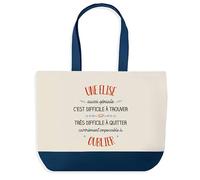 Sac Shopping Bleu Elise Aussi Géniale - Cabas Coton Solide & Pratique pour Courses, Travail - Idée Cadeau Original Collègue, Anniversaire ou Départ Retraite