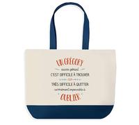 Sac Shopping Bleu Grégoire Aussi Génial - Cabas Coton Solide & Pratique pour Courses, Travail - Idée Cadeau Original Collègue, Anniversaire ou Départ Retraite