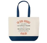 Sac Shopping Bleu Jean-Baptiste Aussi Génial - Cabas Coton Solide & Pratique pour Courses, Travail - Idée Cadeau Original Collègue, Anniversaire ou Départ Retraite
