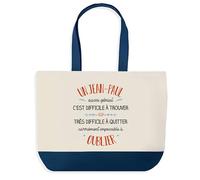 Sac Shopping Bleu Jean-Patrick Aussi Génial - Cabas Coton Solide & Pratique pour Courses, Travail - Idée Cadeau Original Collègue, Anniversaire ou Départ Retraite