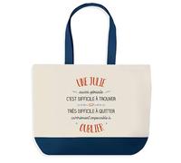 Sac Shopping Bleu Julie Aussi Géniale - Cabas Coton Solide & Pratique pour Courses, Travail - Idée Cadeau Original Collègue, Anniversaire ou Départ Retraite