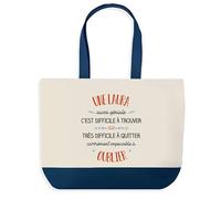 Sac Shopping Bleu Laura Aussi Géniale - Cabas Coton Solide & Pratique pour Courses, Travail - Idée Cadeau Original Collègue, Anniversaire ou Départ Retraite