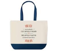 Sac Shopping Bleu Léa Aussi Géniale - Cabas Coton Solide & Pratique pour Courses, Travail - Idée Cadeau Original Collègue, Anniversaire ou Départ Retraite