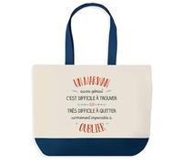 Sac Shopping Bleu Marvin Aussi Génial - Cabas Coton Solide & Pratique pour Courses, Travail - Idée Cadeau Original Collègue, Anniversaire ou Départ Retraite