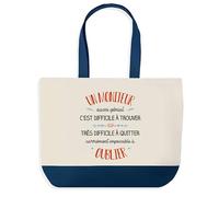Sac Shopping Bleu Moïse Aussi Génial - Cabas Coton Solide & Pratique pour Courses, Travail - Idée Cadeau Original Collègue, Anniversaire ou Départ Retraite