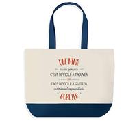 Sac Shopping Bleu Nina Aussi Géniale - Cabas Coton Solide & Pratique pour Courses, Travail - Idée Cadeau Original Collègue, Anniversaire ou Départ Retraite