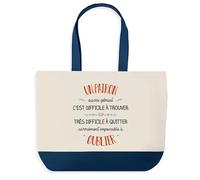 Sac Shopping Bleu Patrick Aussi Génial - Cabas Coton Solide & Pratique pour Courses, Travail - Idée Cadeau Original Collègue, Anniversaire ou Départ Retraite