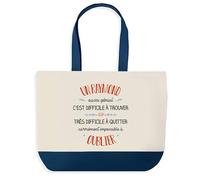 Sac Shopping Bleu Raymond Aussi Génial - Cabas Coton Solide & Pratique pour Courses, Travail - Idée Cadeau Original Collègue, Anniversaire ou Départ Retraite