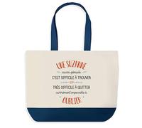 Sac Shopping Bleu Suzanne Aussi Géniale - Cabas Coton Solide & Pratique pour Courses, Travail - Idée Cadeau Original Collègue, Anniversaire ou Départ Retraite