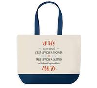 Sac Shopping Bleu Théo Aussi Génial - Cabas Coton Solide & Pratique pour Courses, Travail - Idée Cadeau Original Collègue, Anniversaire ou Départ Retraite