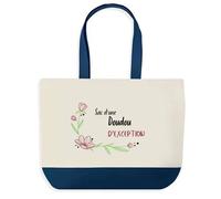 Sac shopping fond bleu Doudou d'exception Chéri Chérie Amour Saint-Valentin Cadeau Anniversaire Noël Grand Sac Courses Cabas
