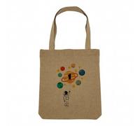 Sac Shopping Tote Bag Aspect Lin - Astronaute 1 an Celebration Anniversaire Celebration Espace Planete Galaxie - Sac de Courses Toile Epaisse 360g Beige Naturel Cabas Porté Epaule Solide Imprimé en