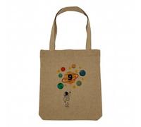 Sac Shopping Tote Bag Aspect Lin - Astronaute 9 ans Celebration Celebration Anniversaire Espace Planete Galaxie - Sac de Courses Toile Epaisse 360g Beige Naturel Cabas Porté Epaule Solide Imprimé en