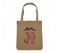 Sac Shopping Tote Bag Aspect Lin - Be My Honeypie Collage Vintage Illustration Art Humour Psychedelique Meme - Sac de Courses Toile Epaisse 360g Beige Naturel Cabas Porté Epaule Solide Imprimé en