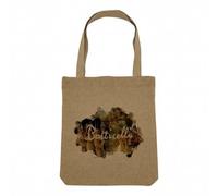 Sac Shopping Tote Bag Aspect Lin - Botticelli Signature Peinture Renaissance Célèbre Peintre Artiste Portraits - Sac de Courses Toile Epaisse 360g Beige Naturel Cabas Porté Epaule Solide Imprimé en