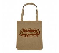 Sac Shopping Tote Bag Aspect Lin - Certifié meilleur Ecrivain de l'univers Litterature Poesie Art - Sac de Courses Toile Epaisse 360g Beige Naturel Cabas Porté Epaule Solide Imprimé en France