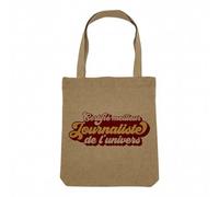 Sac Shopping Tote Bag Aspect Lin - Certifié meilleur Journaliste de l'univers Journal Ecrivain Media Reporteur - Sac de Courses Toile Epaisse 360g Beige Naturel Cabas Porté Epaule Solide Imprimé en