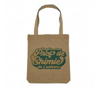 Sac Shopping Tote Bag Aspect Lin - Certifié meilleur Prof de Chimie de l'univers College Lycee Professeur Université - Sac Courses Toile Epaisse 360g Beige Naturel Cabas Porté Epaule Solide Imprimé