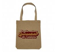 Sac Shopping Tote Bag Aspect Lin - Certifiée meilleure Journaliste de l'univers Journal Ecrivain Media Reporteur - Sac de Courses Toile Epaisse 360g Beige Naturel Cabas Porté Epaule Solide Imprimé en
