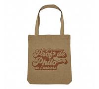 Sac Shopping Tote Bag Aspect Lin - Certifiée meilleure prof de Philo de l'univers Philosophie Lycee Université - Sac Courses Toile Epaisse 360g Beige Naturel Cabas Porté Epaule Solide Imprimé en