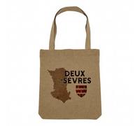 Sac Shopping Tote Bag Aspect Lin - Deux-Sèvres 79 Departement Niort Carte Ancienne Nouvelle Aquitaine - Sac de Courses Toile Epaisse 360g Beige Naturel Cabas Porté Epaule Solide Imprimé en France