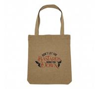 Sac Shopping Tote Bag Aspect Lin - Don't Let the Bastards Grind You Down Typographie Message Self Care Bien Etre Santé Empowerment - Sac de Courses Toile Epaisse 360g Beige Naturel Cabas Porté Epaule