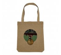 Sac Shopping Tote Bag Aspect Lin - Down Under Collage Artistique Singe Montagne Vintage Illustration Art Humour Surreal Psychedelic - Sac de Courses Toile Epaisse 360g Beige Naturel Cabas Porté