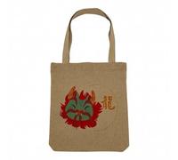 Sac Shopping Tote Bag Aspect Lin - Dragon Illustration Zodiaque Chinois Dessin Illustration Horoscope Animal - Sac de Courses Toile Epaisse 360g Beige Naturel Cabas Porté Epaule Solide Imprimé en