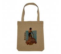 Sac Shopping Tote Bag Aspect Lin - Esthetic Girl Parthenon Collage Vintage Illustration Art Humour Surreal Vacances - Sac de Courses Toile Epaisse 360g Beige Naturel Cabas Porté Epaule Solide Imprimé