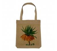 Sac Shopping Tote Bag Aspect Lin - Fritillaire Imperiale Planche Illustration Botanique Ancienne Fleurs - Sac de Courses Toile Epaisse 360g Beige Naturel Cabas Porté Epaule Solide Imprimé en France