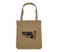 Sac Shopping Tote Bag Aspect Lin - Get Back To Work Collage Vintage Illustration Art Humour Meme 2000 - Sac de Courses Toile Epaisse 360g Beige Naturel Cabas Porté Epaule Solide Imprimé en France