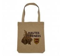 Sac Shopping Tote Bag Aspect Lin - Hautes Pyrénées 65 Departement Tarbes Carte Ancienne Occitanie - Sac de Courses Toile Epaisse 360g Beige Naturel Cabas Porté Epaule Solide Imprimé en France