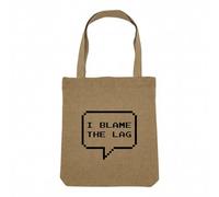 Sac Shopping Tote Bag Aspect Lin - I Blame the Lag Jeux Video Online Gaming Arcade Blague Geek 8 Bits Pixel - Sac de Courses Toile Epaisse 360g Beige Naturel Cabas Porté Epaule Solide Imprimé en