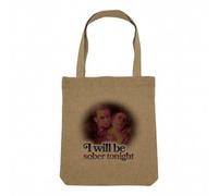 Sac Shopping Tote Bag Aspect Lin - I will be Sober Tonight Collage Vintage Illustration Art Humour Parodie Meme - Sac de Courses Toile Epaisse 360g Beige Naturel Cabas Porté Epaule Solide Imprimé en
