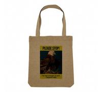 Sac Shopping Tote Bag Aspect Lin - I've Had Enough of Wars Aigle Etats Unis Humour Collage Vintage Illustration Art Animal Parodie - Sac de Courses Toile Epaisse 360g Beige Naturel Cabas Porté Epaule