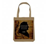 Sac Shopping Tote Bag Aspect Lin - J'ai Beaucoup Travaillé Bach Citation Musique Compositeur Motivation - Sac de Courses Toile Epaisse 360g Beige Naturel Cabas Porté Epaule Solide Imprimé en France