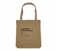 Sac Shopping Tote Bag Aspect Lin - Je Comprends Votre Points De Vu Jargon Travail Office Email Icone Bureau Collegue Humour - Sac de Courses Toile Epaisse 360g Beige Naturel Cabas Porté Epaule Solide