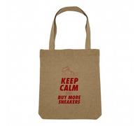 Sac Shopping Tote Bag Aspect Lin - Keep Calm and Buy more Sneakers Red Sneakerhead Collection Shoes Hobby Kicks - Sac de Courses Toile Epaisse 360g Beige Naturel Cabas Porté Epaule Solide Imprimé en
