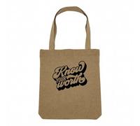 Sac Shopping Tote Bag Aspect Lin - Know Your Worth Typographie Message Bien Etre Self Care Amour Santé - Sac de Courses Toile Epaisse 360g Beige Naturel Cabas Porté Epaule Solide Imprimé en France