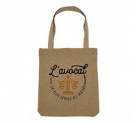 Sac Shopping Tote Bag Aspect Lin - L'avocat Le Plus Génial du Monde Justice Loi Tribunal Procès Métier - Sac de Courses Toile Epaisse 360g Beige Naturel Cabas Porté Epaule Solide Imprimé en France